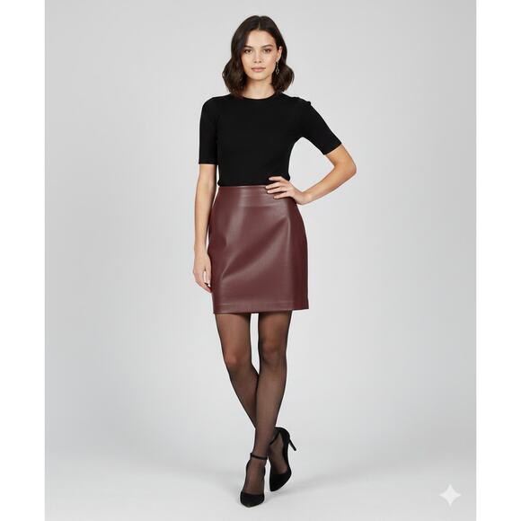 Theory Dresses & Skirts - Theory Burgundy Faux Leather Pencil Skirt Sz 4/ S